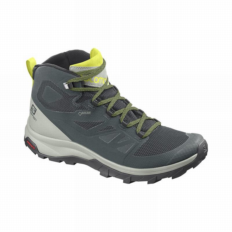 Salomon Israel OUTLINE MID GORE-TEX - Mens Hiking Boots - Green/Grey (SCDH-97562)